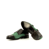 DapperFam Monaco in Black / Forest Men's Italian Leather & Italian Suede Double Monk