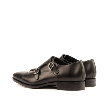 DapperFam Monaco in Black Men's Italian Leather Double Monk