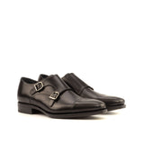 DapperFam Monaco in Black Men's Italian Leather Double Monk — Style 3945