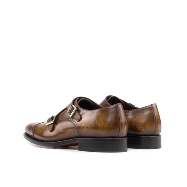 DapperFam Monaco in Cognac Men's Hand-Painted Patina Double Monk