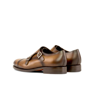 DapperFam Monaco in Cognac Men's Italian Leather Double Monk
