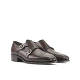 DapperFam Monaco in Dark Brown Men's Italian Leather Double Monk in Dark Brown