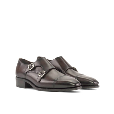 DapperFam Monaco in Dark Brown Men's Italian Leather Double Monk in Dark Brown