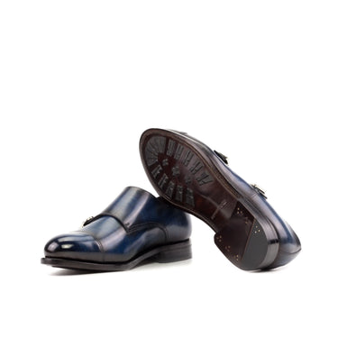 DapperFam Monaco in Denim Men's Hand-Painted Patina Double Monk