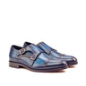 DapperFam Monaco in Denim Men's Hand-Painted Patina Double Monk in Denim