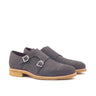 DapperFam Monaco in Grey Men's Lux Suede Double Monk in Grey