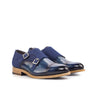 DapperFam Monaco in Jeans / Denim Men's Sartorial & Hand-Painted Patina Double Monk in Jeans / Denim