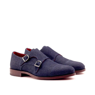 DapperFam Monaco in Jeans Men's Sartorial Double Monk in Jeans