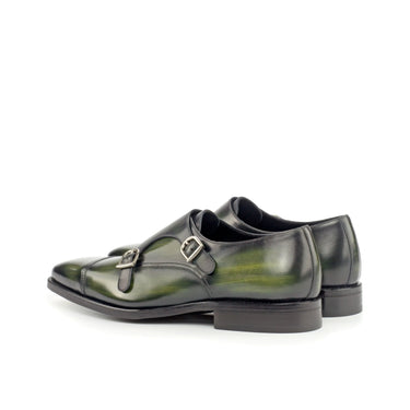 DapperFam Monaco in Khaki Men's Hand-Painted Patina Double Monk