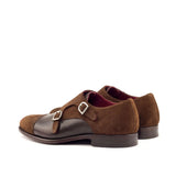 DapperFam Monaco in Med Brown / Dark Brown Men's Lux Suede & Italian Leather Double Monk