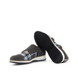 DapperFam Monaco in Plaid / Grey Men's Sartorial & Lux Suede Double Monk