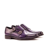 DapperFam Monaco in Purple Men's Hand-Painted Patina Double Monk — Style 3425