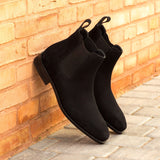 DapperFam Monza in Black Men's Lux Suede Chelsea Boot