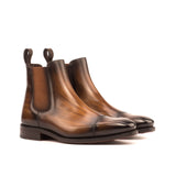 DapperFam Monza in Brown Men's Hand-Painted Patina Chelsea Boot