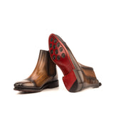 DapperFam Monza in Brown Men's Hand-Painted Patina Chelsea Boot