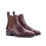 DapperFam Monza in Burgundy Men's Italian Croco Embossed Leather Chelsea Boot in Burgundy