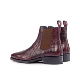 DapperFam Monza in Burgundy Men's Italian Croco Embossed Leather Chelsea Boot