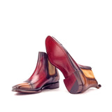 DapperFam Monza in Cognac / Burgundy Men's Hand-Painted Patina Chelsea Boot