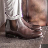 DapperFam Monza in Dark Brown Men's Italian Leather Chelsea Boot
