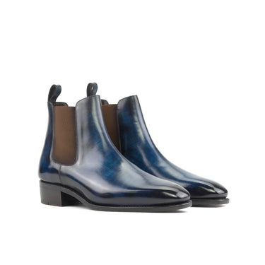 DapperFam Monza in Denim Men's Italian Leather Chelsea Boots in Denim