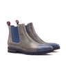DapperFam Monza in Grey / Navy / Wine Men's Italian Leather & Italian Suede Chelsea Boot in Grey / Navy / Wine