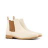 DapperFam Monza in Ivory Men's Italian Suede Chelsea Boot in Ivory #color_ Ivory