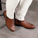 DapperFam Monza in Med Brown Men's Italian Leather Chelsea Boot