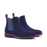DapperFam Monza in Navy Men's Italian Suede Chelsea Boot in Navy