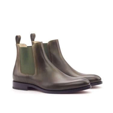 DapperFam Monza in Olive Men's Italian Leather Chelsea Boot in Olive #color_ Olive