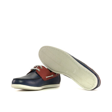 DapperFam Nauticus in Navy / Red Men's Italian Leather Boat Shoe in #color_