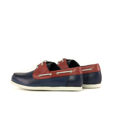 DapperFam Nauticus in Navy / Red Men's Italian Leather Boat Shoe in #color_