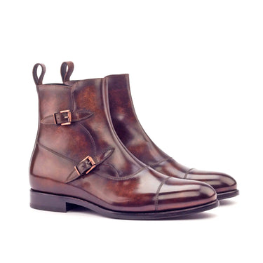 DapperFam Octavian in Brown Men's Hand-Painted Patina Buckle Boot in Brown #color_ Brown