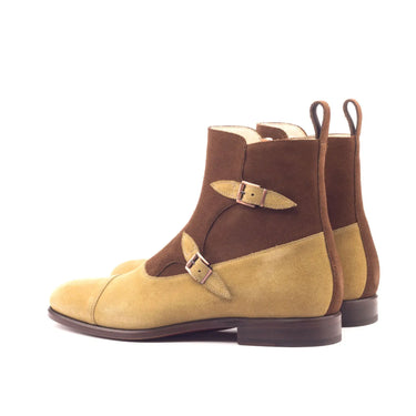 DapperFam Octavian in Camel / Med Brown Men's Lux Suede Buckle Boot in #color_