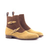 DapperFam Octavian in Camel / Med Brown Men's Lux Suede Buckle Boot in Camel / Med Brown