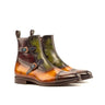 DapperFam Octavian in Cognac / Khaki / Brown / Burgundy / Turq Men's Hand-Painted Patina Buckle Bootuoise in Cognac / Khaki / Brown / Burgundy / Turq