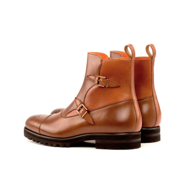 DapperFam Octavian in Cognac / Med Brown Men's Italian Leather Buckle Boot in