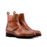 DapperFam Octavian in Cognac / Med Brown Men's Italian Leather Buckle Boot in Cognac / Med Brown