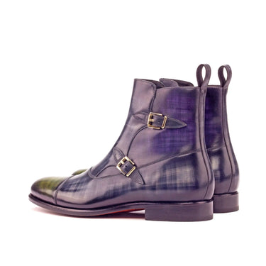 DapperFam Octavian in Grey / Purple / Khaki Men's Hand-Painted Patina Buckle Boot in #color_