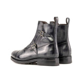 DapperFam Octavian in Grey Men's Hand-Painted Patina Buckle Boot