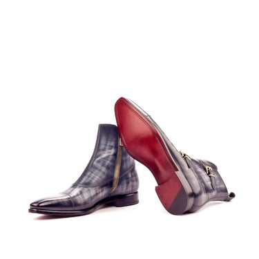DapperFam Octavian in Grey Men's Hand-Painted Patina Buckle Boot in