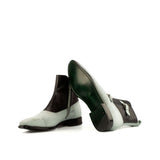 DapperFam Octavian in Light Grey / Black Men's Italian Leather & Suede Buckle Boot