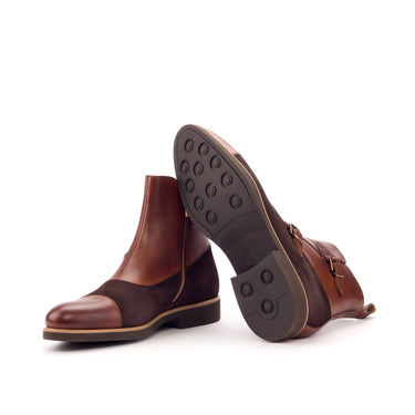 DapperFam Octavian in Med Brown / Brown Men's Italian Leather & Italian Suede Buckle Boot in #color_