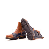 DapperFam Octavian in Med Brown / Navy Men's Italian Leather Buckle Boot