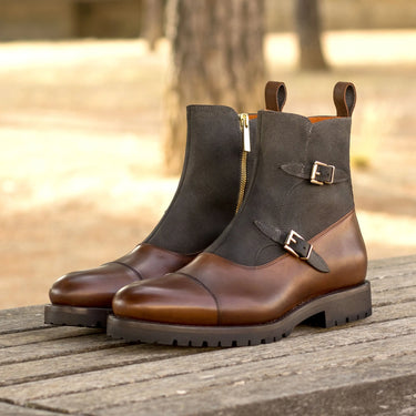 DapperFam Octavian in Med Brown Men's Italian Leather Buckle Boot