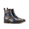 DapperFam Octavian in Navy / Denim Men's Italian Leather & Hand-Painted Patina Buckle Boot in Navy / Denim #color_ Navy / Denim