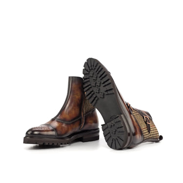 DapperFam Octavian in Tweed / Fire Men's Sartorial & Hand-Painted Patina Buckle Boot in #color_