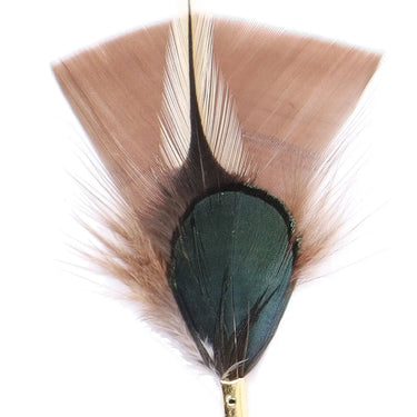 DapperFam Old English 4 in Poultry & Game Cock Hat Feather in Gold Tip