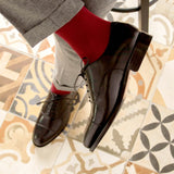 DapperFam Rafael in Black Men's Italian Leather Oxford