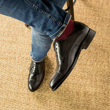 DapperFam Rafael in Black Men's Italian Leather Oxford