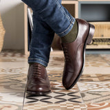 DapperFam Rafael in Dark Brown Men's Italian Leather Oxford — Style 5532